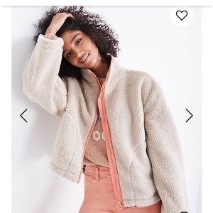 Madewell Cream and Pink Sherpa Jacket